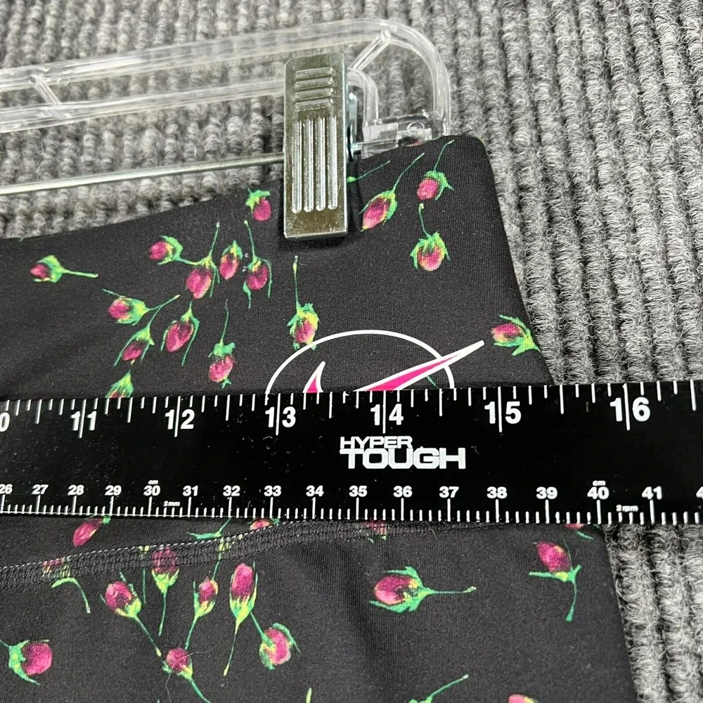 Nike Leggings Womens Large Black Floral Roses Geometric Dri Fit Active Workout